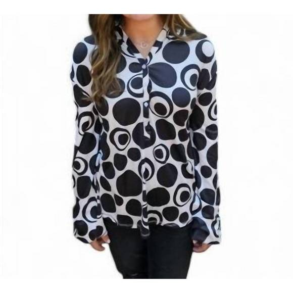 NEW ERMA’S CLOSET polka dot pullover top in black/white - Picture 1 of 1
